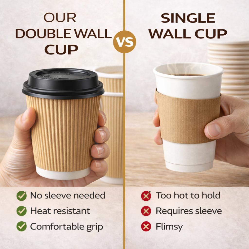 50pk 8oz Kraft Paper Cups with Lids thumbnail 3