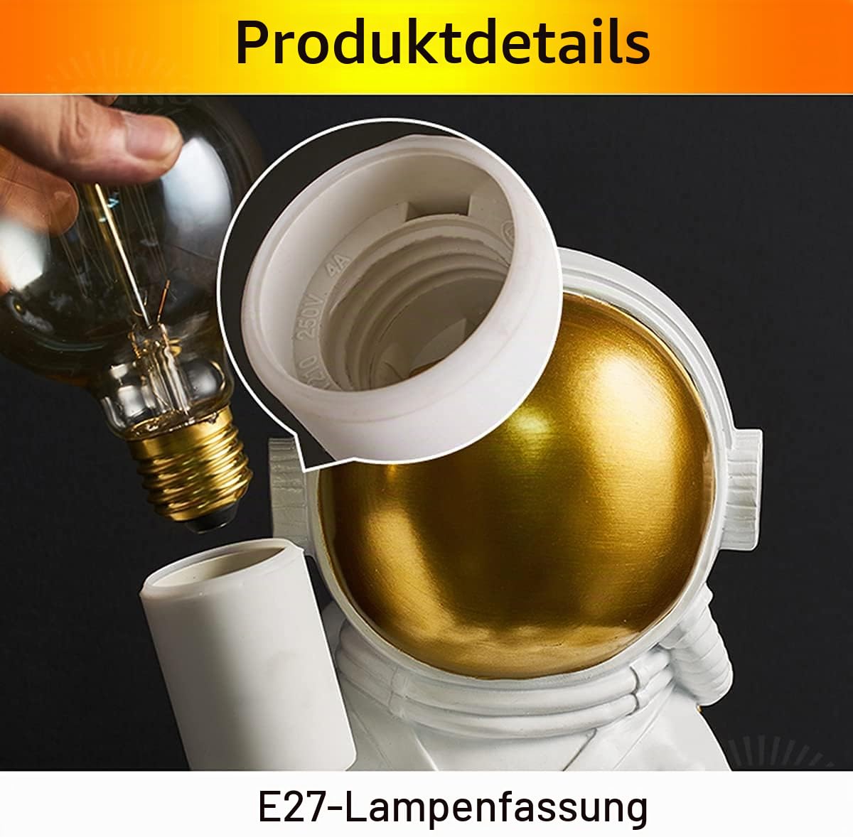 ACMHNC Astronaut Kinder Wandleuchte Mit Stecker Und Schalter, E27 Kinderlampe Weiß Wandlampe Innen Für Jungen Mädchen Kinderzimmer Dekorative Nachtlicht Süße Kinderwandlampe Mit 1,5M Kabel
