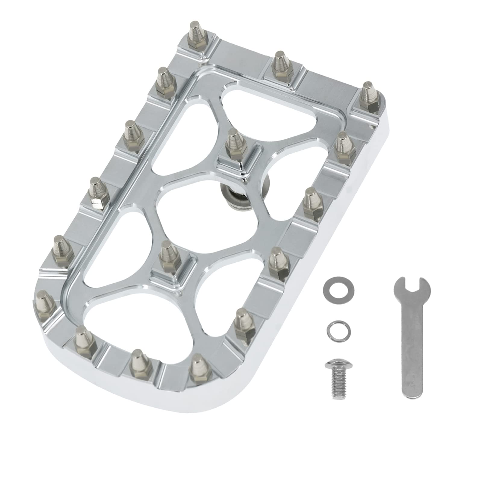 HCmotorku Motorcycle Brake Pedal Pad Cover MX Offroad Foot Pegs Step Plate Fit for Harley Softail FL 1986-2017 Dyna FLD 2012-2016 Touring Trike 1980-2023 (Chrome)
