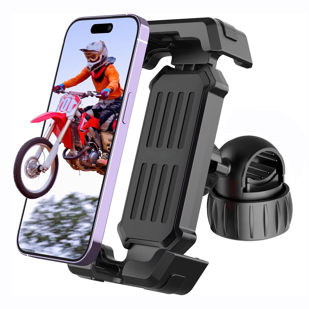 Mobile Bike Stand, Mobile Phone Holder with Silicone Protection, 360° Rotation, Universal Handlebar Holder, Mobile Bike Holder Compatible with iPhone, Samsung 4.7-7 Inch Smartphone