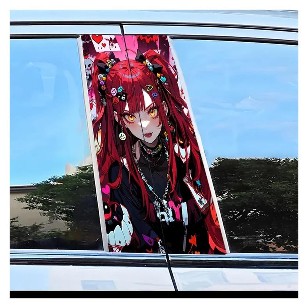 Body Parts 2pcs Car Window Pillar Stickers Girl Pattern Scratch Resistant Film