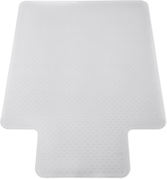 The Amazon Basics Office Chair Mat provides a clear barrier for low pile carpets.
