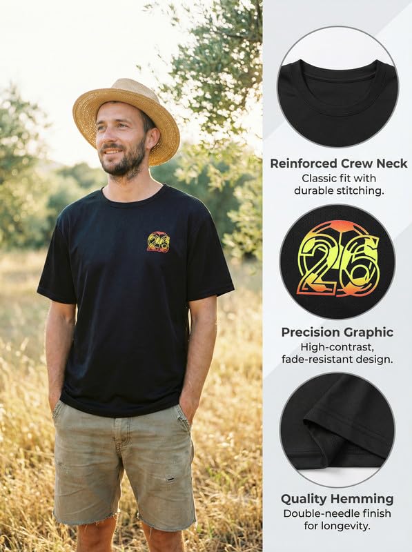 Mens T-Shirts World Cup 2026 Merchandise Funny Football Shirts Summer Short Sleeve Crew Neck Tops Loose Tees Casual Blouse Training Hiking Workout Athletic Tee Black - 3