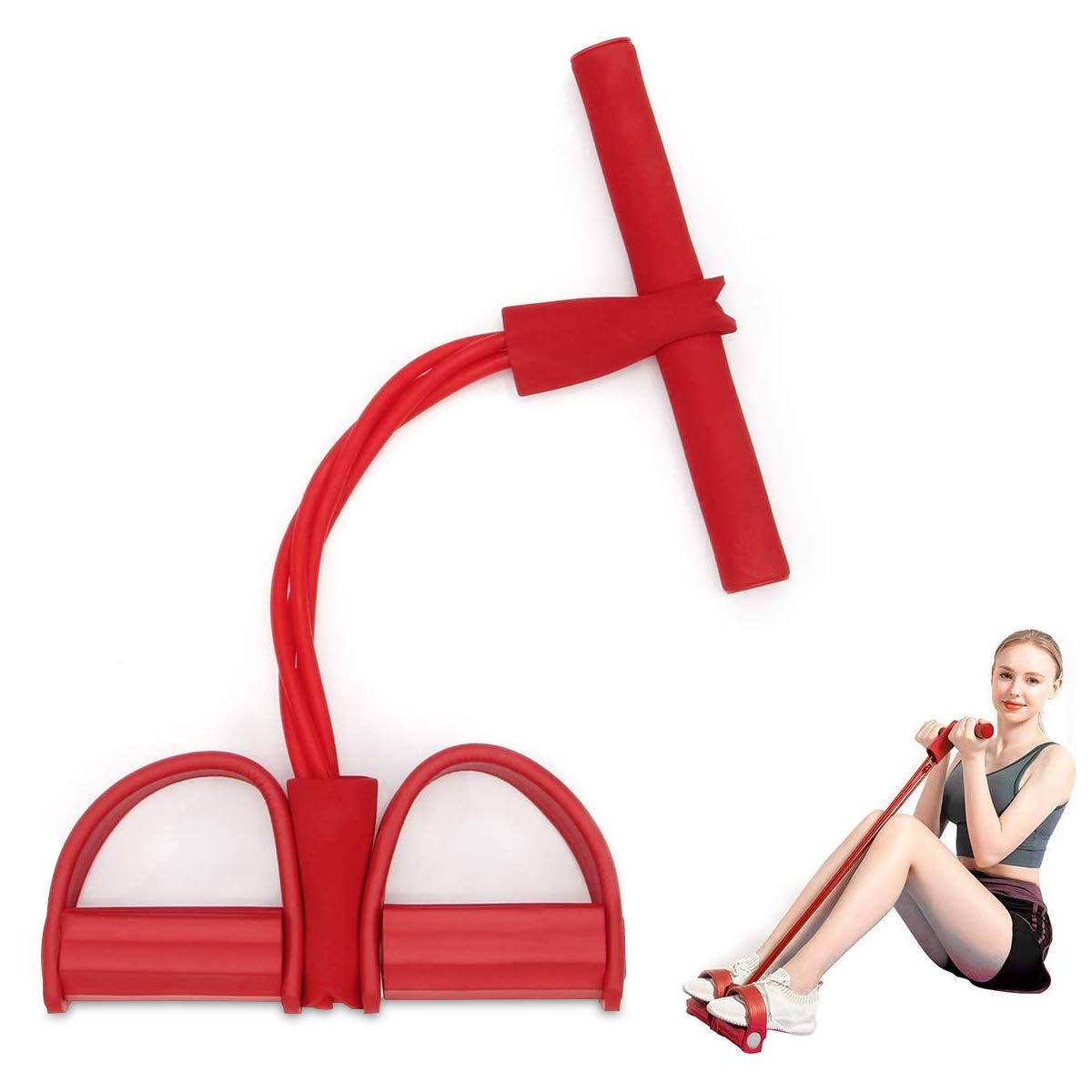 Esercizi Braccia Gambe Addome Corda Di Tensione Multifunzione A 6 Tubi - Fascia Elastica Con Manici Per Allenamento Braccia, Addome, Gambe Fascia Elastica Con Pedali A 6 Tubi