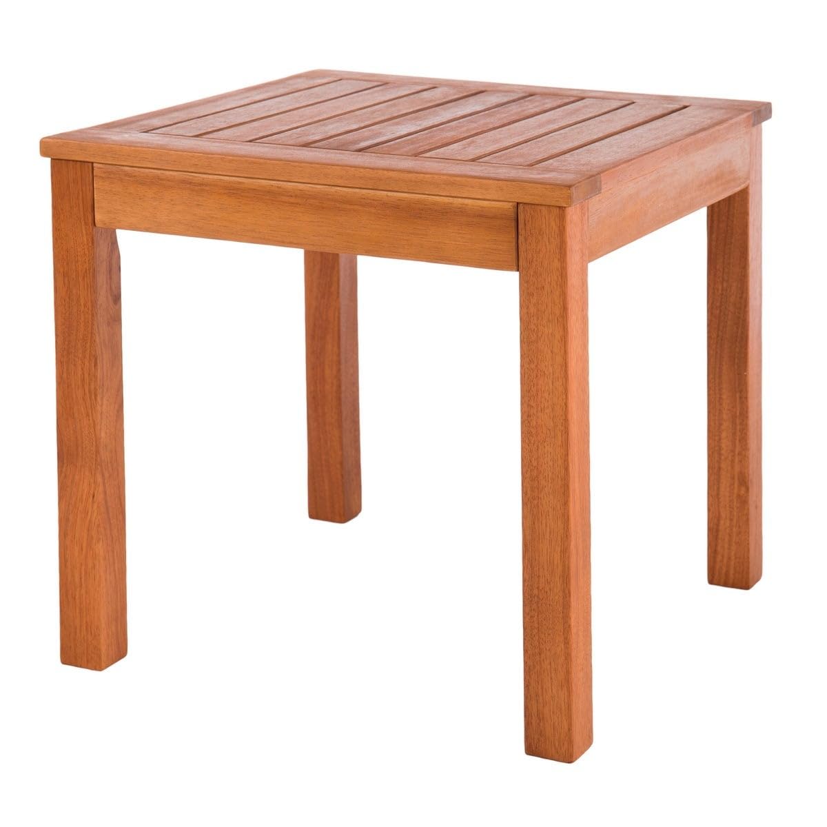 LOLAhome Mesa Auxiliar Cuadrada 40x40x40 cm, Madera Natural de Acacia, Nina | Madera Acacia Natural Maciza Marron, traspirable. Para interior y exterior. Balcón, Terraza o Jardin.