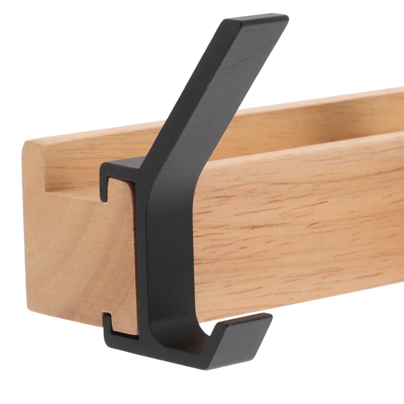 TEHAUX Gancho para Colgar Resistente con 5 Ganchos de Madera de Caucho y Ranura de Almacenamiento y Multifuncional para Puertas y Paredes