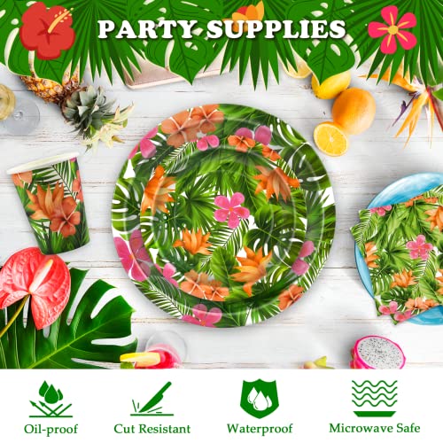 200 Hawaiian Luau Party Decorations Supplies Plates And Napkins Cups Serve50, Tropical Hawaii Hibiscus Flower Theme Birthday Disposable Dinner Dessert Plates Cocktail Napkins Beverage Cups Dinnerware #TOP3
