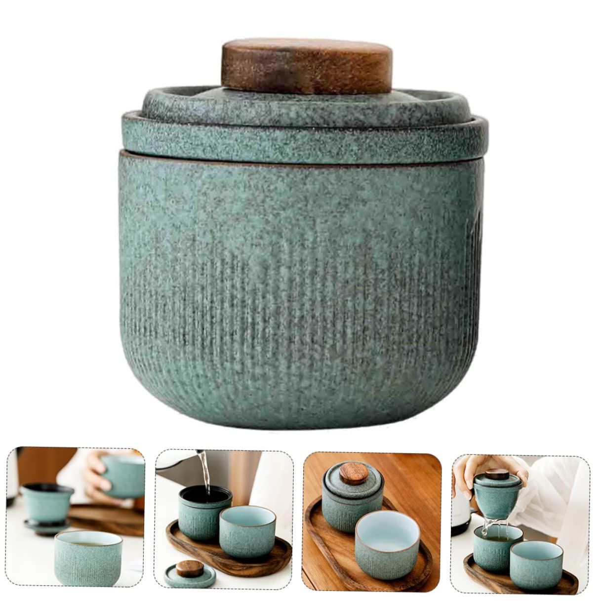 Juego de té portátil con filtro automático, tetera de cerámica para viaje.