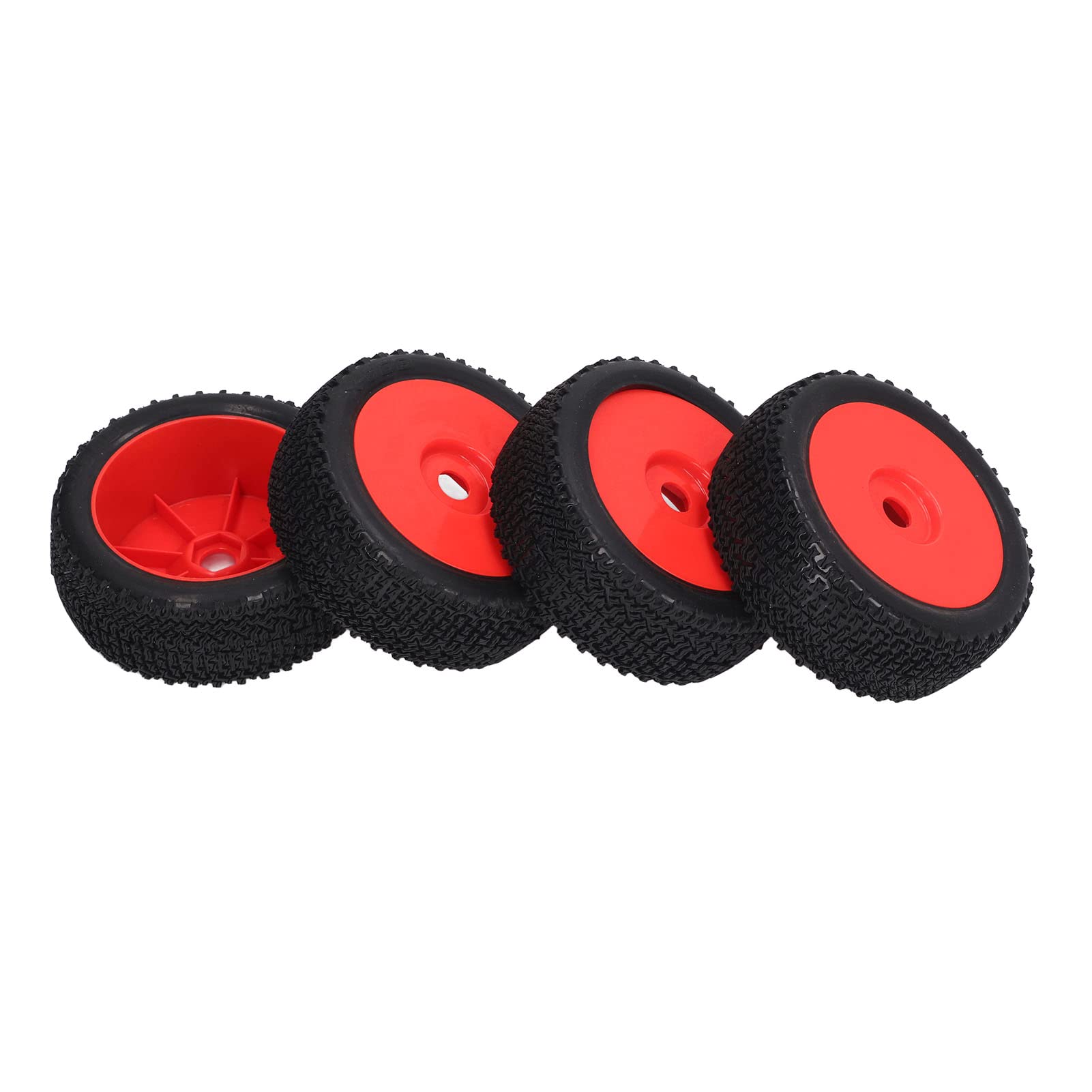 Opony samochodowe RC X600 Bieżnik Wysokiej jakości gumowe plastikowe opony zamienne do TRAXXAS SLASH 1/10 RC Short Truck Zestaw 4 sztuk z adapterami W zestawie nakrętki i klucz (Czerwony)