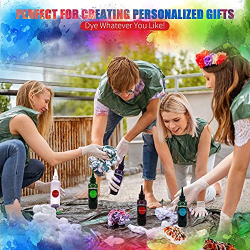 Fabric Dye 12 Colors One-Step Tie Dye Kit for Kids and Adults, Tie Dye Powder for Textile Craft Arts Shirt Fabric Canvas Shoes Tshirt Clothing Paint DIY Party Supplies