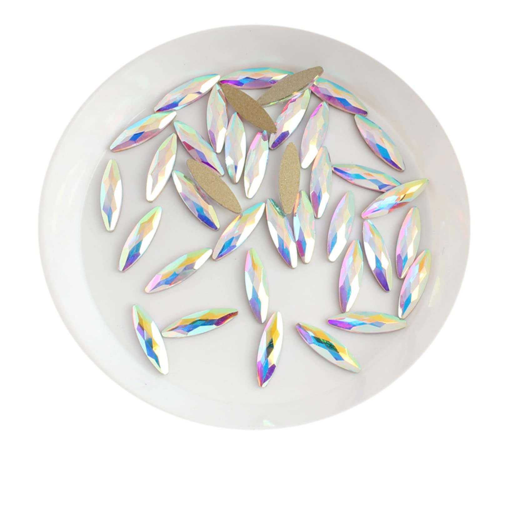Confezione da 30 Strass for Nail Art for Decorazioni for Unghie 3D Pietre AB Colorate in Vetro a Forma di Occhio di Cavallo Lungo LIUZIIHAYIN (Color : Ab, Size : 30Pcs)