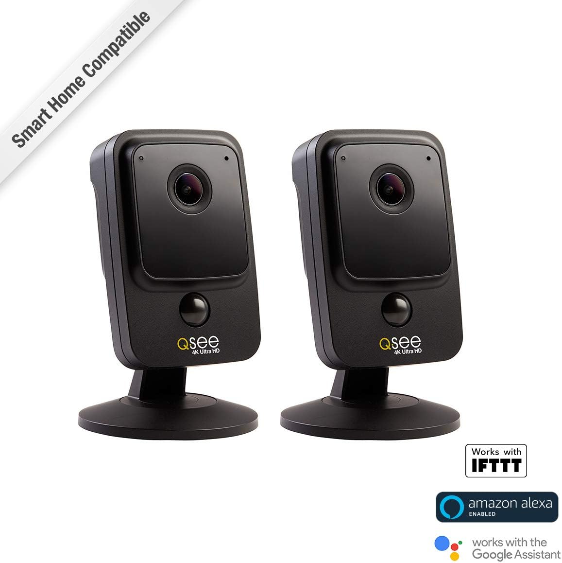 60% оƒƒ Dіѕсоunt Q-See 4K Ultra HD Wi-Fi Cube Camera 2 Pack, Night Vision, Indoor, Compatible with Alexa Standalone IP Camera, Black (QCW4K1MCB-2), White