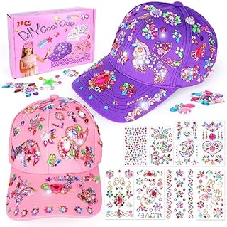 4 5 6 7 8 9 Year Old Girls Gifts, Arts and Crafts for Kids Age 5-12 Girl Unicorn Stickers Baseball Caps Toys for 6 7 8 9 10 Year Old Birthday Presents for Kid Teenager Craft Kits Glitter Gem Sun Hat