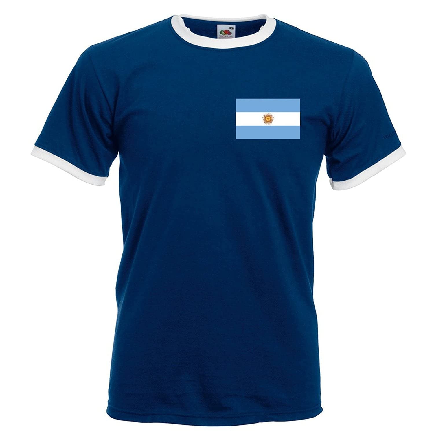 CustomFootball Adults T-Shirt Personalised Argentina Classic Style in Blue Tshirt with Short Sleeves Best Gift for Unisex Adults