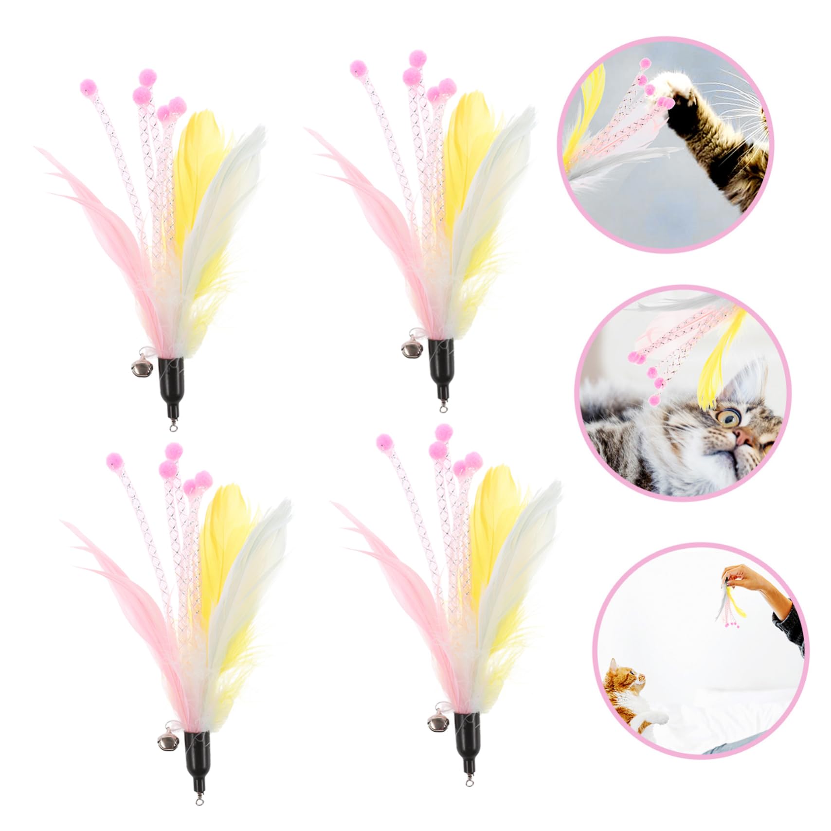 Hohopeti 40pièces Jouets à Plumes pour Chats Recharge De Interactive pour Chat Accessoires De Jeu pour Énergie Et Ennui des Félins