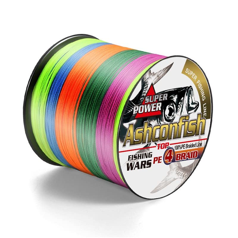 Ashconfish Braided Fishing Line- 4 Strands Super Strong PE Fishing Wire Heavy Tensile for Saltwater & Freshwater Fishing -Abrasion Resistant - Zero Stretch- 1000M/1093Yards 6LB Multi Color โ image 1