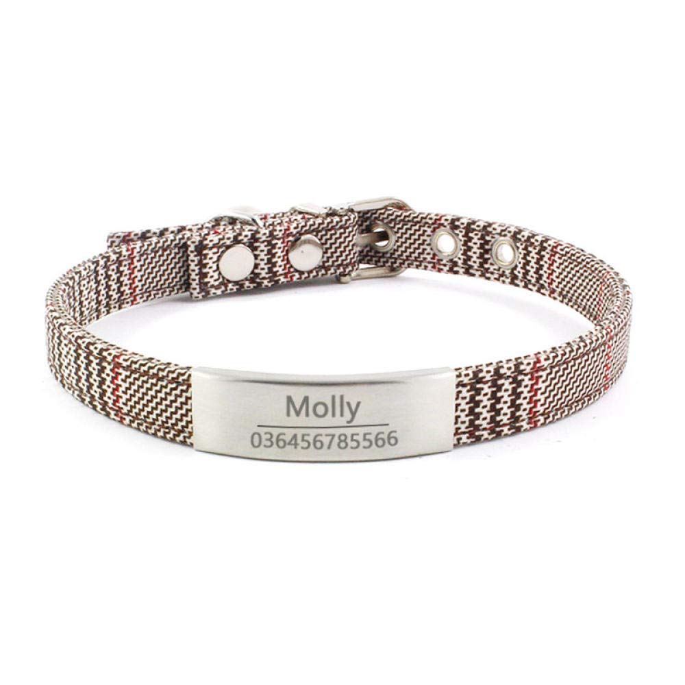 Collar de gato grabado personalizado y etiqueta id para suministros de mascotas y felinos de 17-22cm