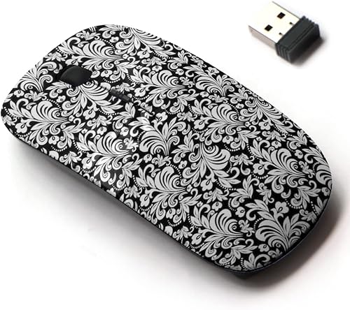 Ratón inalámbrico 2.4G con diseño de patrón lindo para todas las computadoras portátiles y computadoras de escritorio con receptor nano - blanco y