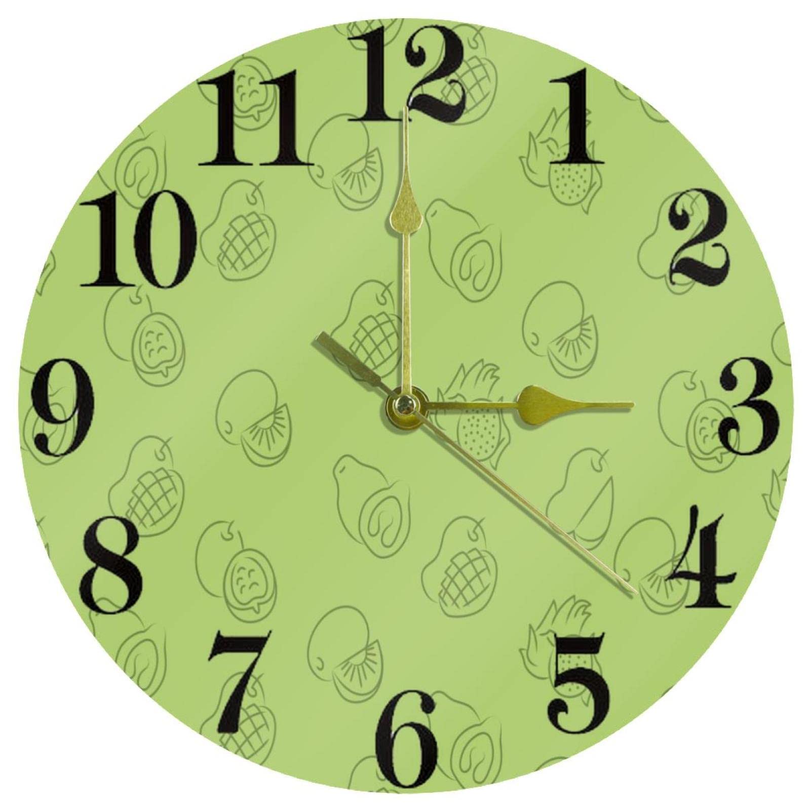 Horloge silencieuse avocat vert pastel décoration murale de cuisine design