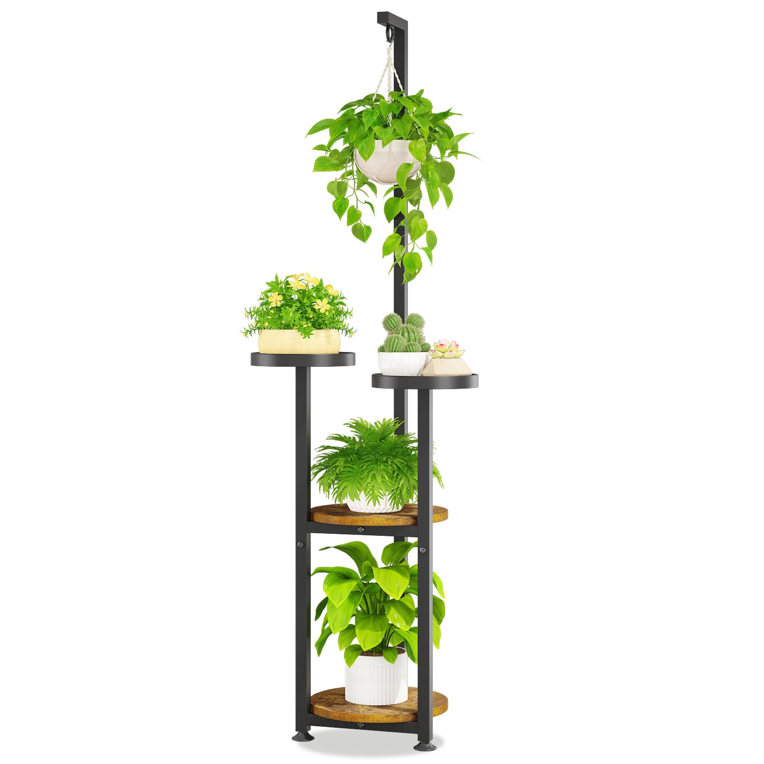 LASZOLA Black 4 Tier Tall Plant Stand