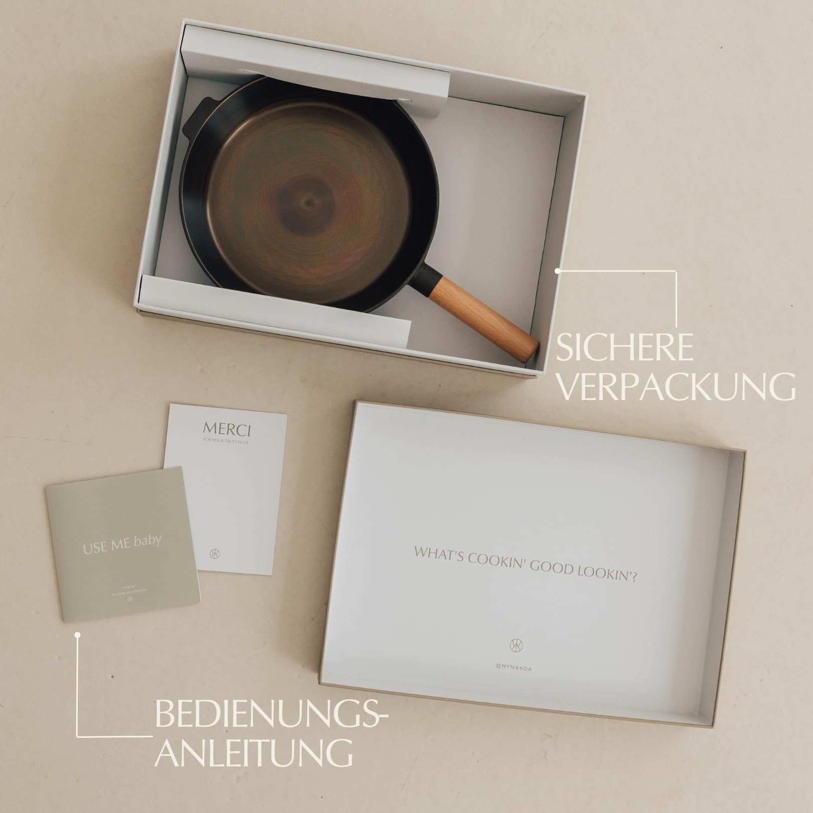 Premium Polierte Gusseisenpfanne für Induktion 28 cm I Vielseitige Robuste Pfanne Gusseisen Induktion und alle Herdarten I Hochwertige langlebige Gusseiserne Pfanne für Profiköche und Hobbyköche