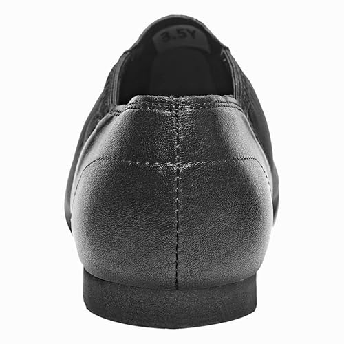Bokimd Leather Sole Jazz Shoes Slip-On Dance For Girls Boys (Toddler/Little Kid/Big Kid) (6 Big Kid Black thumb #2