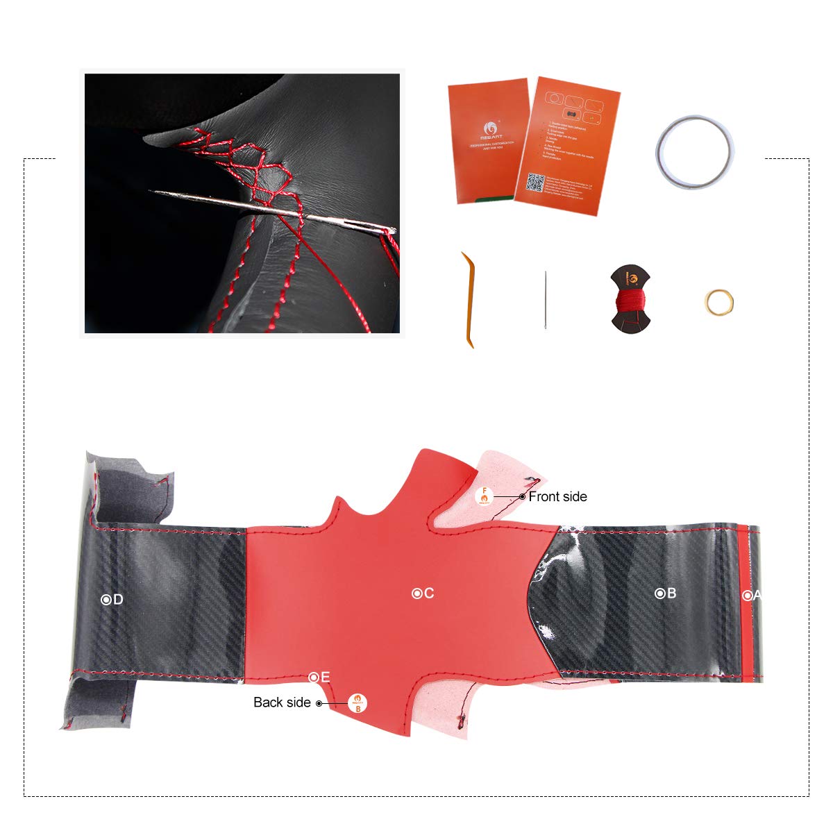MEWANT Funda de Volante para Coser Volante de Piel sintéTica Cosida a Mano