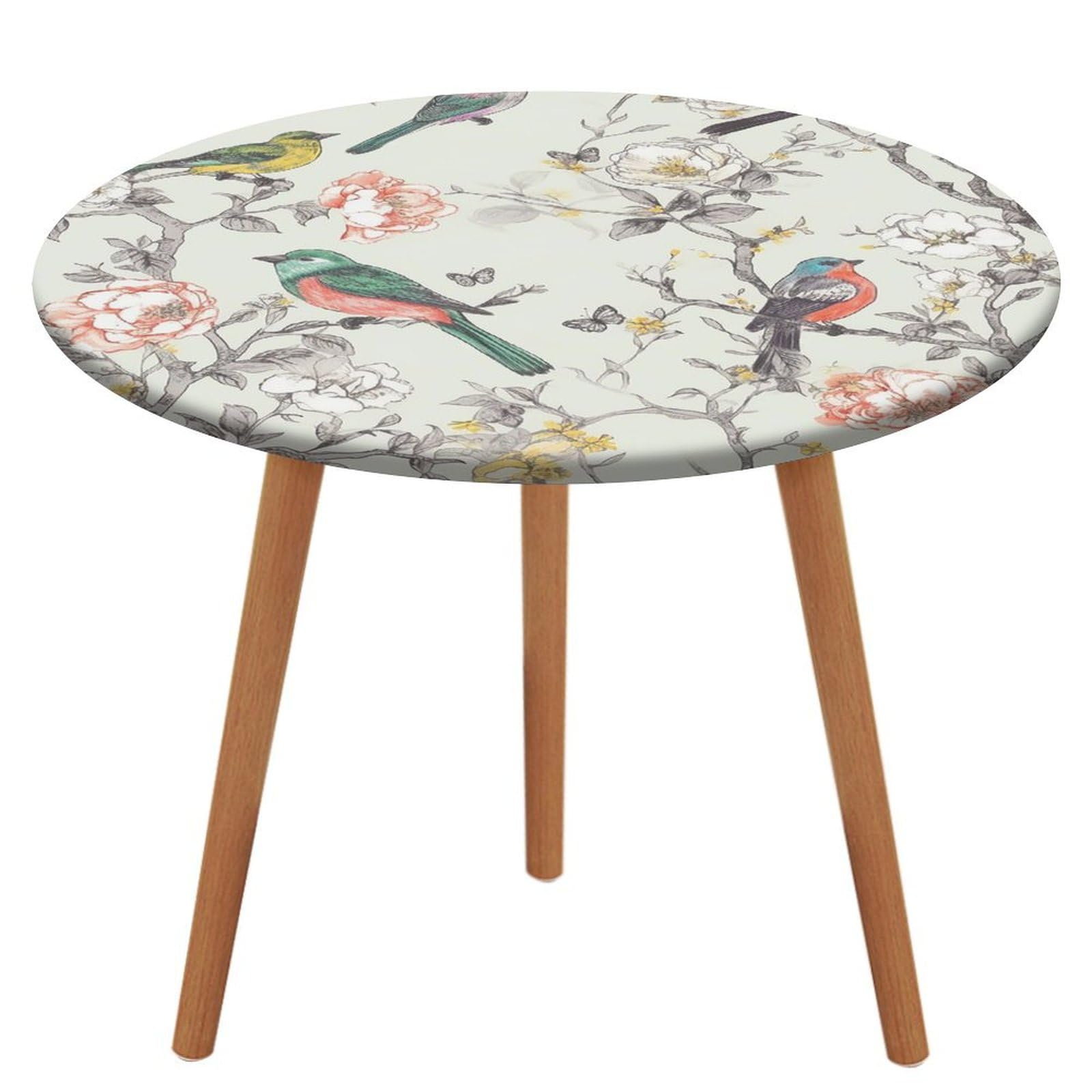 Nappe oiseaux et fleurs infroissable pour table mariage extensible