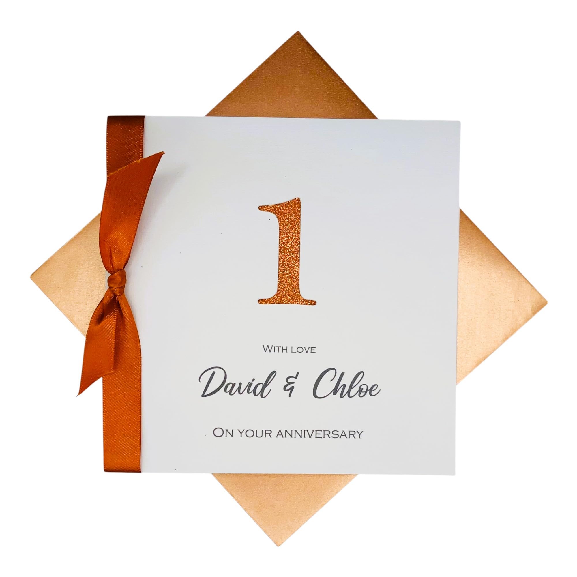 1st Anniversary Card - Paper 1 Year First Wedding Anniversary Greeting Card, Personalised Gift for Wife Husband Couple Friends - 18 Colour Choice (Glitter Number) โ image 1