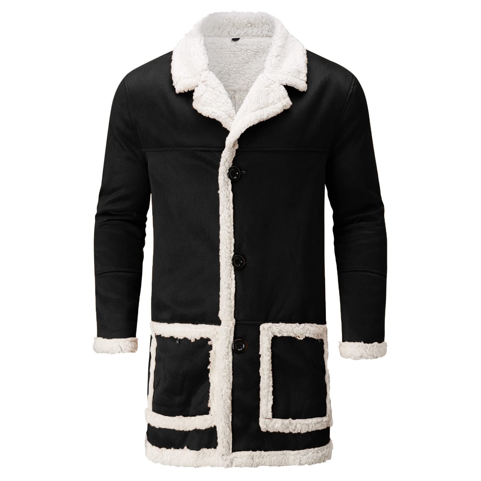 Generisch Cappotto invernale da uomo antivento lungo in pelle scamosciata