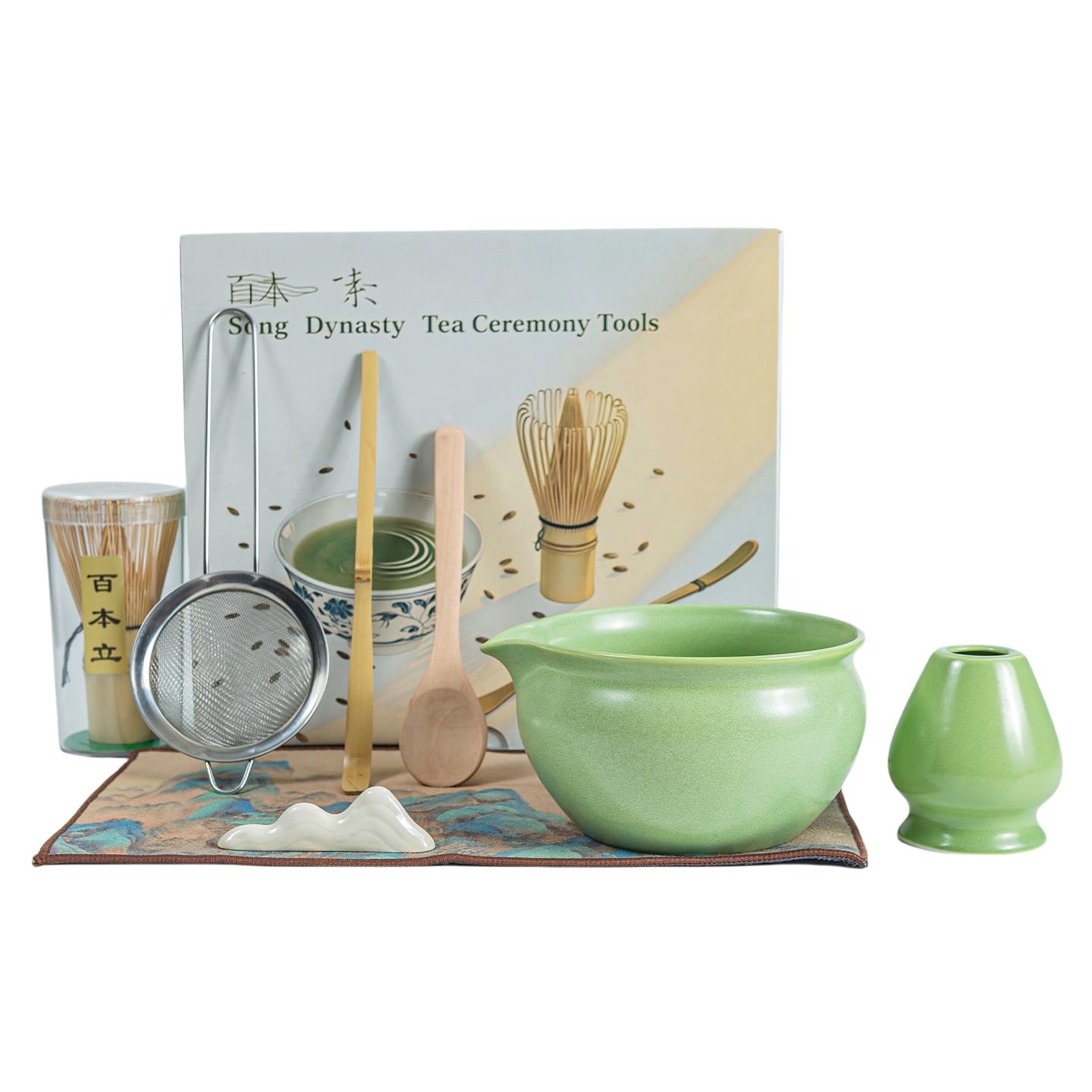 Matcha Kit,7 Pièces Matcha Set,Fouet Matcha,Bol Matcha,Cuillere Matcha,Tamis Matcha,Support Fouet Matcha,Coffret Matcha pour Matcha Accessoire