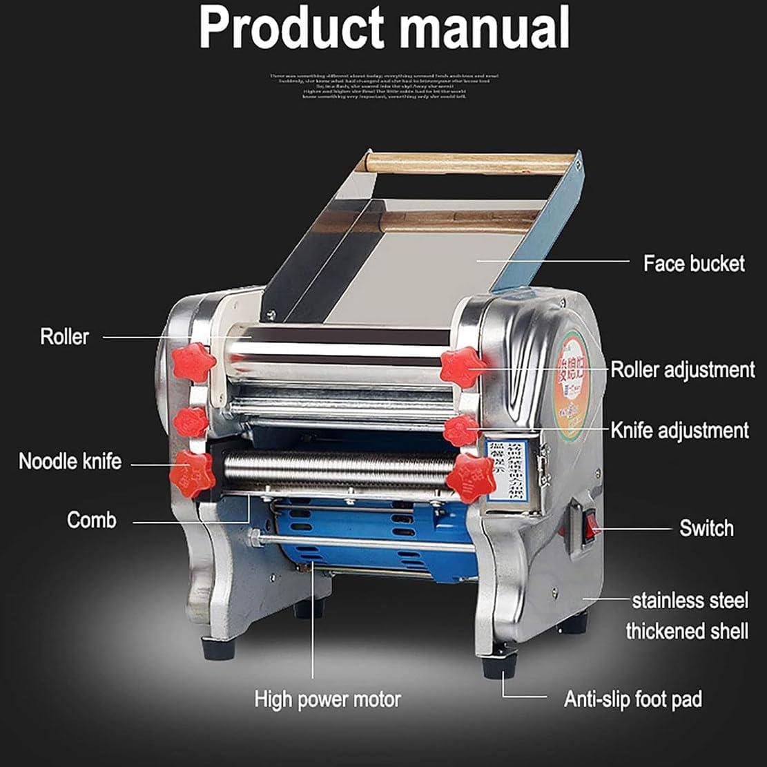 Máquina para hacer pasta casera,Máquina enrolladora de masa,Laminadora de masa comercial,Máquina para hacer fideos,con cortador de 3/9 mm,para fideos/espaguetis/lasaña/ravioles,RSS180