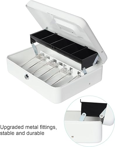 Vista 31 de Caja de efectivo grande con cerradura de combinación, caja de dinero de metal para efectivo, caja de bloqueo Lovndi con bandeja de dinero, caja