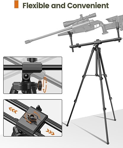 Miniatura 9 de Hunting Rests, Shooting Tripod with Dual Frame, Flexible Orientation, Adjustable Height, Shooting Tripod Max Provide Maximum Shooting Stability for