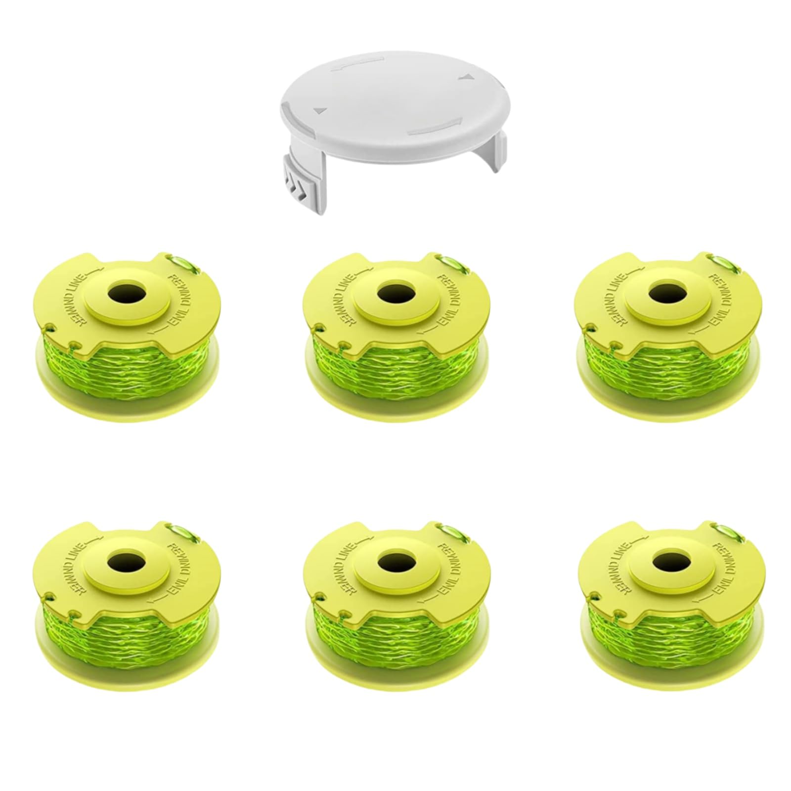 Ryobi Strimmer Spool Strimmer Spool Line for Ryobi One PLUS+ AC80RL3 Cordless Trimmers （6 Pcs + 1 Pack Caps）