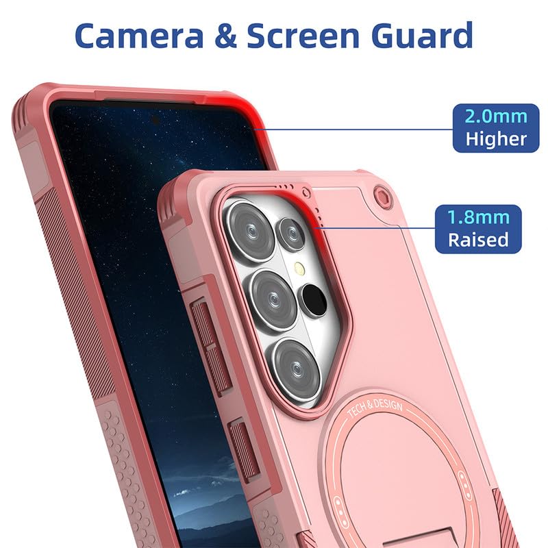 Image of US LITE Back Cover for Samsung Galaxy S26 Ultra with Portable Kickstand | MagSafe Compatible Magnetic Case | Shockproof Military Grade Protection | Extreme Protection Phone Cover - Pink