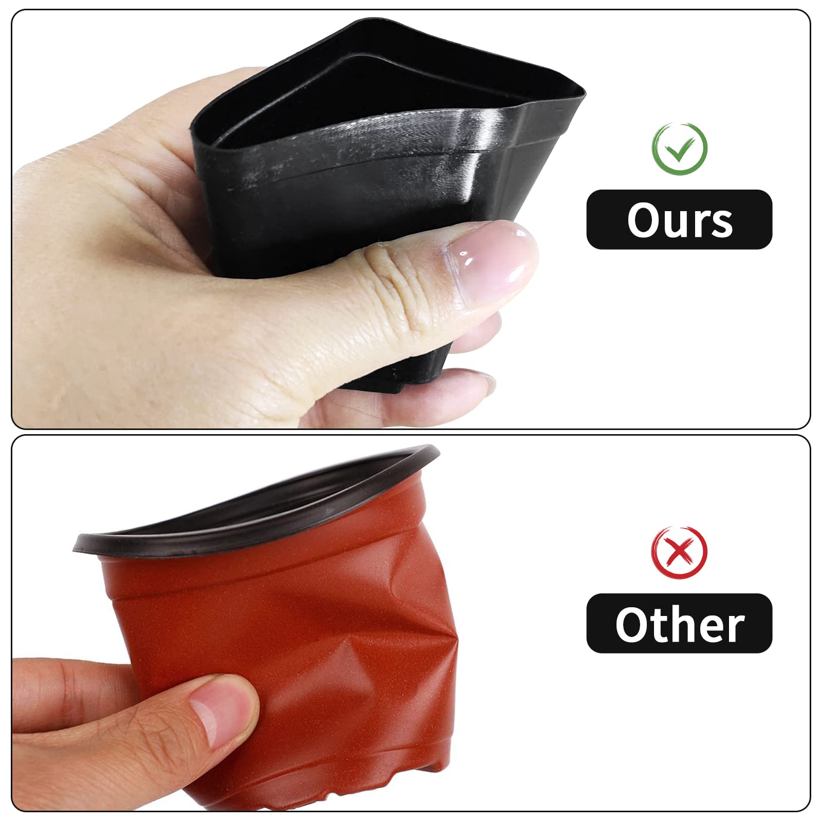Muzhira Lot de 10 pots en plastique pour démarrage de semences et boutures, 8,5 cm, pot de graines pour fruits, légumes, plantes et plantes grasses