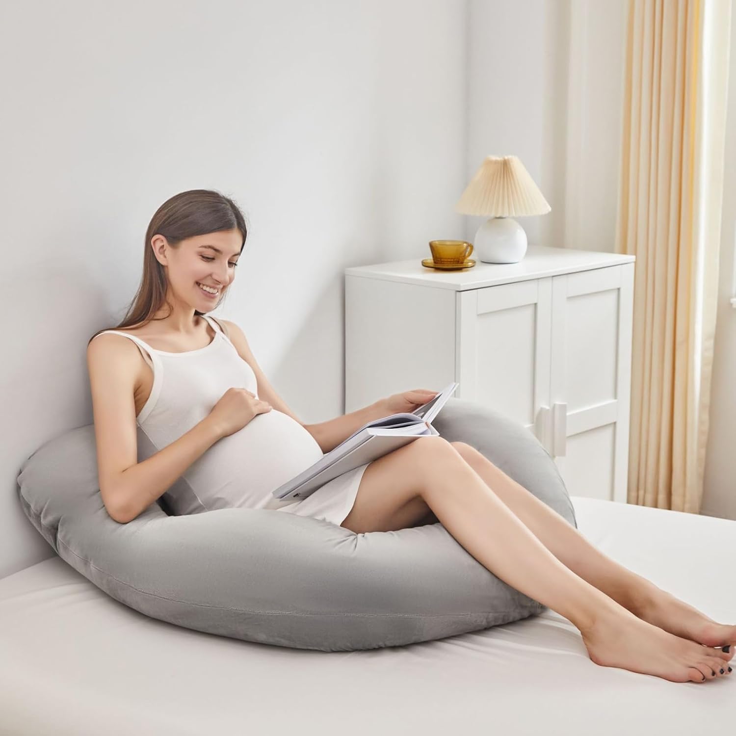 Body pillow for pregnant women (147x77cm) Breastfeeding cushion Sleep well Large pillow Body pillow Cushion Maternity Turning pillow Side sleeping Foot pillow Removable Washable Distributing body pre