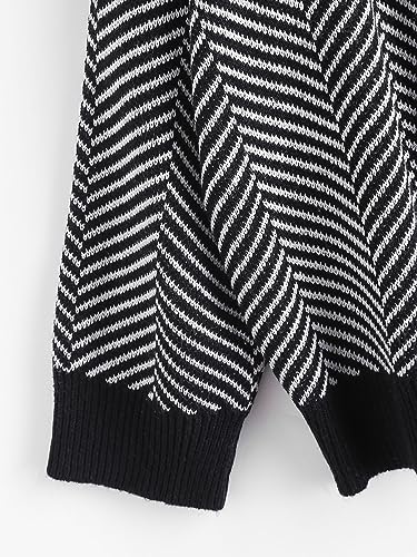 Image of ZAFUL Women's Striped Cardigan Button Up Open Front Knit Oversized Sweater | Button down, Soft chunky knit, Lightweight, Loose fit, Long lantern sleeve, Casual Daily Going Out, Fall Winter Outfits