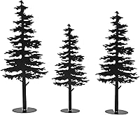 Mavtren Rustic Black Metal Pine Tree Decor Set of 3 - Farmhouse Cabin Woodland Christmas Fireplace Bookshelf Centerpiece