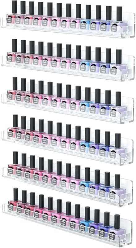 Organizador de Parede para Esmaltes FEMELI em Acrílico Transparente com 6 Prateleiras, 38,1 cm