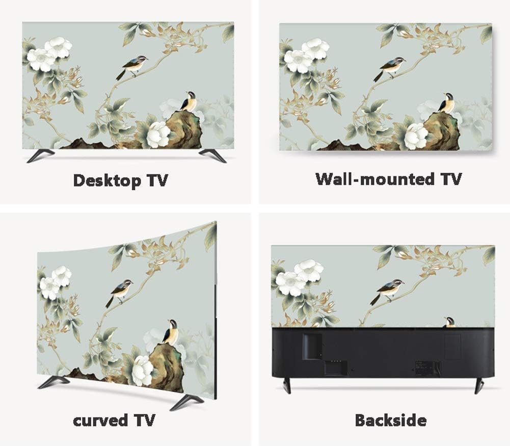 22-80 Inches TV Dust Proof Screen Protector for LCD LED With Remote Control Cover - Indoor Bedroom Living Room Decoration (Color: Bird, Size: 55in)