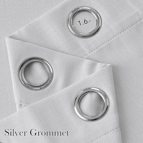 Image of NICETOWN Short Faux Linen Greyish White Blackout Curtains 63 inches Long for Kitchen - Privacy Panels for Living Room Bedroom, Modern Farmhouse Style Easy Care Grommet Top, 2 Panels, W42 by L63