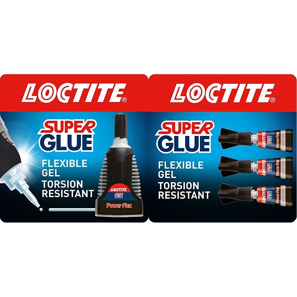 Loctite 1621077 Super Glue Power Flex Gel Control, 3g & Mini Trio Powerflex Gel, Strong Super Glue Gel for High-Quality Repairs, All Purpose Adhesive for Flexible Materials, 3 x 1 g