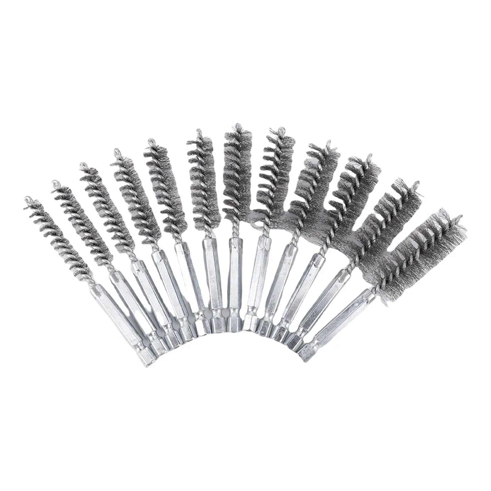 szczotka druciana, Szczotki druciane rurowe 6/8/10/12 szt. Szczotka druciana ze stali nierdzewnej o średnicy 8 mm–19 mm(12PCS)