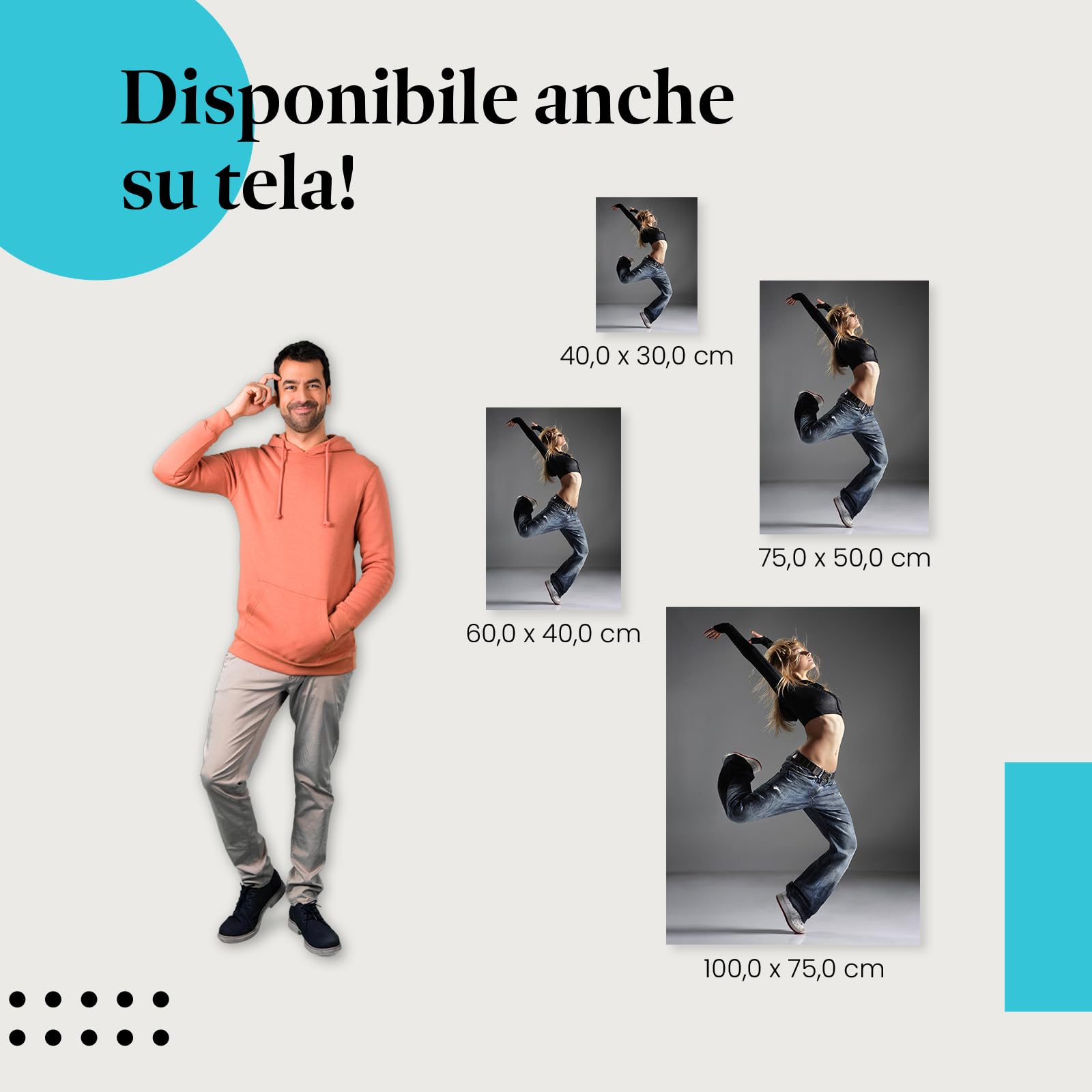 Postereck - 0799 - Hip hop, donna che balla musica street dance ballerina - Decorazione da Parete, Stampa Fotografica, Idea Regalo, Quadri - Tela - 100,0 cm x 75,0 cm