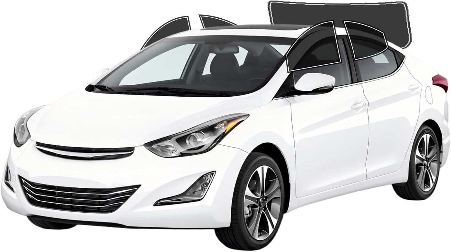 Precut Window Tint Film for Hyundai Elantra Sedan 2011-2016 All Side+Rear Windshield 50% VLT 2Ply Anti-Shatter, UV Block, Privacy Protection, Easy Install, No Trimming Needed,Heat & Glare Reduction