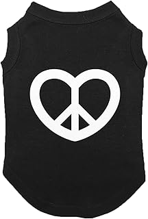 Peace Sign Heart - Love Positivity Dog Shirt (Black, Medium)