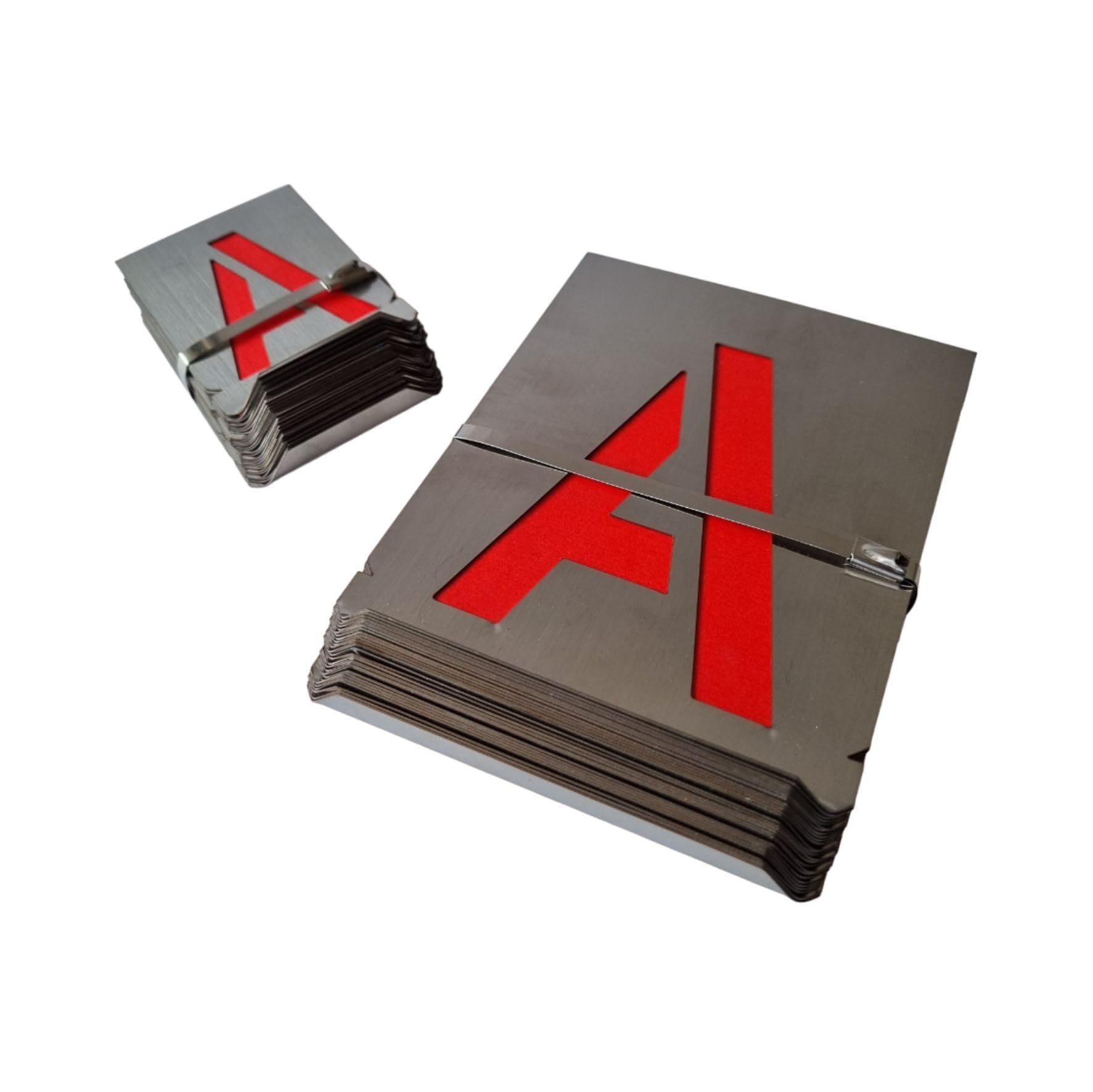 Buchstaben Schablonen Set A-Z | 100mm (4 Zoll) | Rostfreier Edelstahl | Einzelne Signierschablonen für Präzise Markierungen | Langlebig & Wiederverwendbar | Margreiter Technik