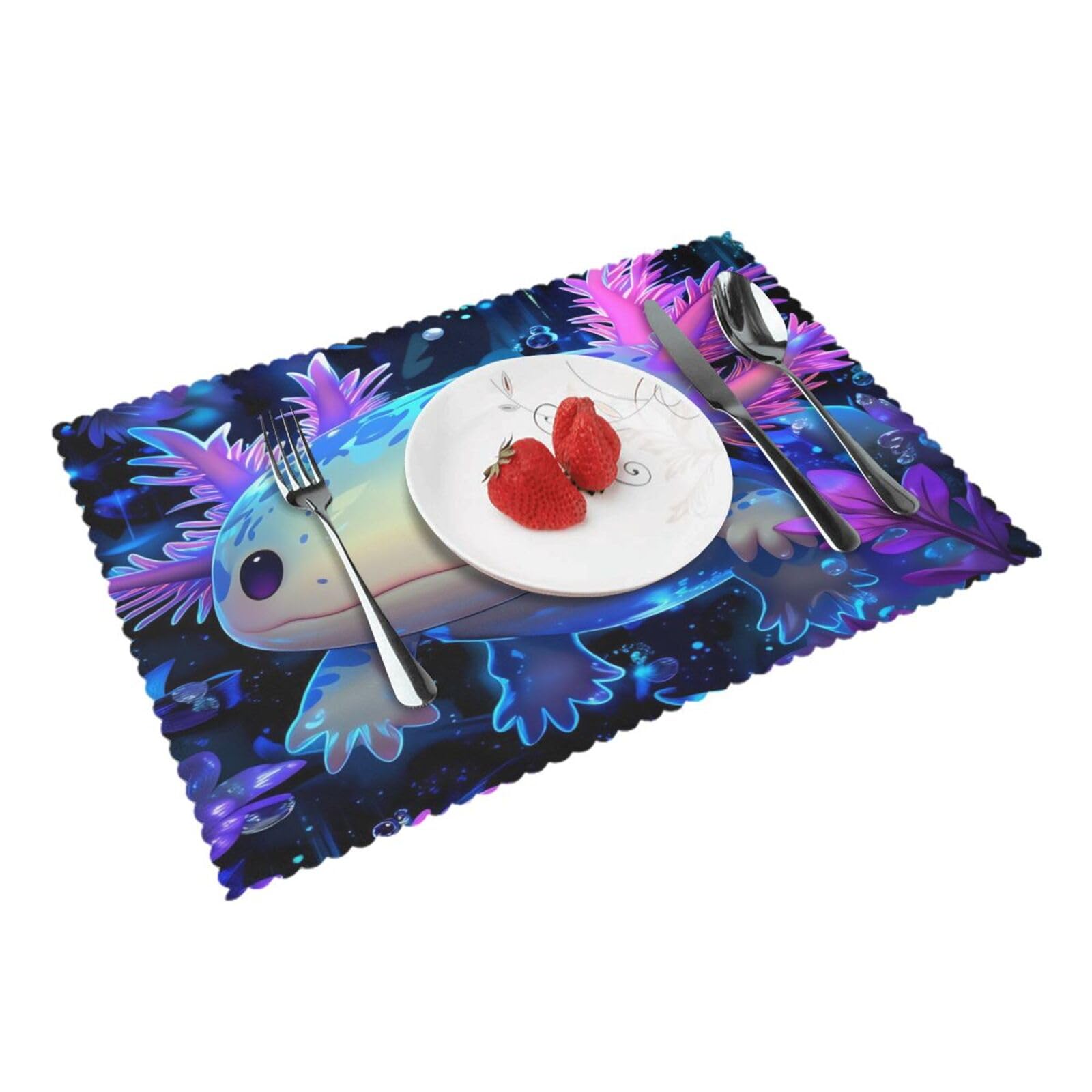Axolotl Placemats Set of 4 Print Table Mats Place Mats Table Decor for Kitchen Dining 12X18 in